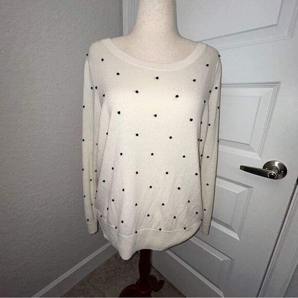 Talbots Polka Dot Long Sleeve Wool Blend Sweater - Picture 1 of 7